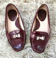 Vince Camuto  Palmira Burgundy Patent Leather Retro Driver Loafers Size 9 1/2