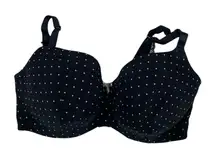 Cacique Lightly Lined Balconette Bra Women's Size 42F Black Polka Dot Underwire