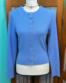 Marled Sky Blue Button-Up Cardigan
