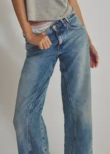 Women's Free People We The Free Risk Taker Denim Blue Baggy Jeans Size 30