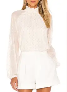 Yumi Kim Lexington Ave Lurex Swiss Dot Top Ivory White Gold Medium M NWT Smock