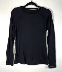 Lululemon Full Tilt Long Sleeve Top Sz 4 Black Lace Back Thumb Holes‎ Yoga