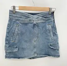 PacSun Light Blue Cargo Skate Mini Skirt Denim Womens Size 27