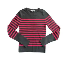 Frame Denim Black and Red Striped Sweater