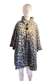 Luii Women’s L Leopard Print Wool Blend Coat Jacket Button Front Collar Lined