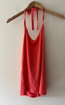 Aerie Bright Orange Coral Super Soft Halter Tie Tank Top