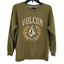 Volcom Stone Magic Boyfriend Fit Logo Sweatshirt Womens Size Small Moss Green