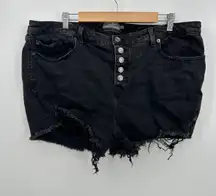 Torrid Black Wash High Waisted Button Fly Denim Shorts Size 20 Cut Off Booty
