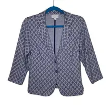 Pure Collection Blue Geometric Print Button Blazer