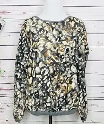 ZARA Gray, Tan, & Black Leopard Print Sweater Top Size Medium