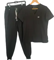 Figs Black Women's Jogger Scrub Set Size Medium