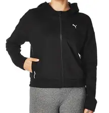 Puma  Cropped Hoodie Jacket 1X Women Full-Zip Sweat Jacket Training Workouts Blak