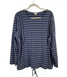 J Jill Fit Blue Striped Sweatshirt Capsole Minimalist Travel Womens Plus Size 2x
