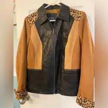 French Dressing Jeans | Women’s Faux Leather & Suede Leopard Print Jacket