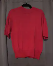 Laura Scott Red Knit Mock Neck Sweater, Women's XL Pullover, Stretch Winter Wear