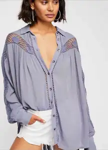 Free People Katie Bird button down blouse size small