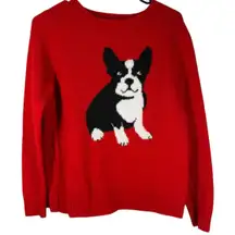 Cupcakes and Cashmere Red Frenchie Dog Sweater Sz S Bulldog Holiday Christmas