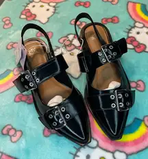 Size 6.5 Peyton Double Buckle black Slingback Flats by wild fable alternative