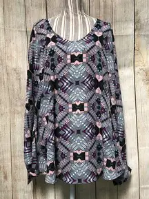 Ashley Stewart NWT  26/28 Business Casual Purple Print Blouse