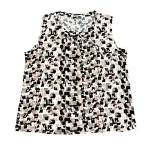 Kasper Petite Abstract Sleeveless Blouse in White/Pink, Size PXL​​