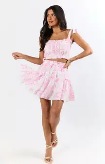 PINK LILY island inspiration print two piece set‎ Women’s SIZE XS vacation beach