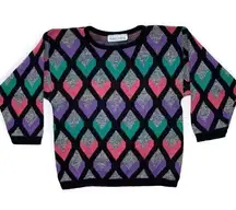 Funky Chunky Knit Diamond Sweater Size Medium Kate Collins Vintage 80s Acrylic