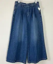 Free People  Equinox Denim Trousers Lake Life Blue 29 Wide Leg Jeans Slouchy