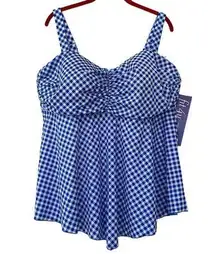 Fit 4 U Plus Size Gingham Flared V Hem Bandeau Top NWT