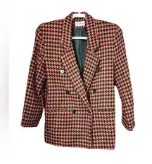Gianni Vintage Wool Blend Houndstooth Double Breasted Blazer
