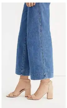 Madewell womens tan suede ankle buckle block heels high sandals size 8