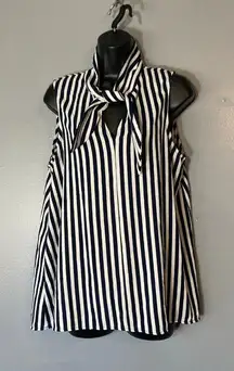 Jules & Leopold navy & white striped sleeveless blouse