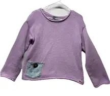 SHANNON PASSERO Knit Sweater Womens Small Purple Denim Pocket Pullover Boho