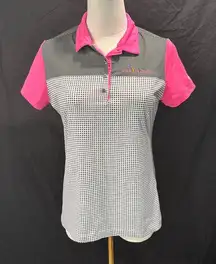 Nike Pink and Black Checkered Button Down Shirt