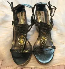 Steve Madden pewter wedge shoes size 7.5