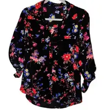 EXPRESS  BLACK WITH VIBRANT MULTICOLOR FLORAL 2 POCKETS SMALL