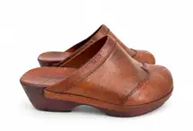 VTG 70's Nordstrom clogs 9.5 platform leather and wood slip on shoes boho hippie