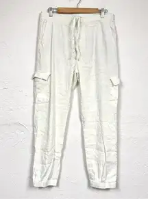 Onia Cream Linen Blend Cargo Jogger Pants Womens L Gorpcore Casual Beachy Summer