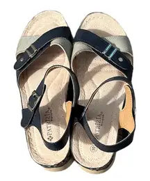 PATRIZIA BY SPRING STEP CIRIELLE PLATFORM SANDALS NAVY GRAY US 8-EU 39 Like Nue