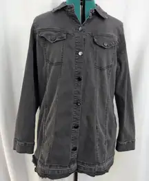 Logo Lori Goldstein Pre-Distressed Stretch Denim Long jacket 12