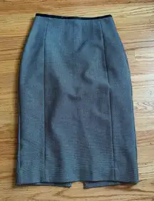 Express Grey Black Birdseye Gray Pencil Skirt Leather Piping Size 00 EUC