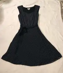 Loft  polka dot midi dress, sleeveless, with belt, women size 4