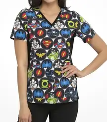 Justice League Women’s Scrubs Scrub Vet Dental Medical Cartoon Size 2XL