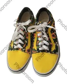 VANS Women’s Floral Patterned Sneakers with YellowAccents Size 7