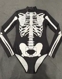 🆕 Skeleton Print Black Bodysuit Size S/M