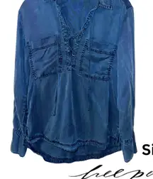 Free People Under Your Spell Tencel Lace Up Top Size XS EUC