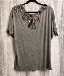 Gray Sequined Top