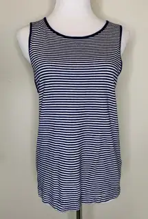 Theory Blue White Tank Striped Sz Small Soft Coastal