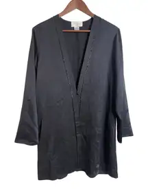 Vintage Jessica McClintock Collection  Silk Black One Button Cardigan Womans M