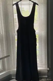 NWT french vintage black pocket overall maxi dress, size 12