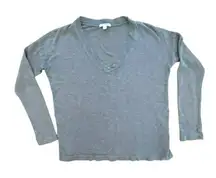 James Perse Womens Top Size 3 Large V Neck Blue Long Sleeve Classic Knit
